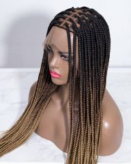 Nova - Brown Ombre Knotless Box Braided Wig (Lace Front Wig)
