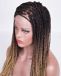 Ombre Brown Headband Wigs Long Box Braids Braided Wigs Synthetic Braiding  Hair